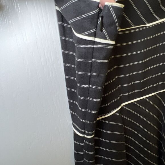 Loft Sundress Size 2 Black and White Pinstripe Fit Flare Linen Blend Graduation - Picture 4 of 12